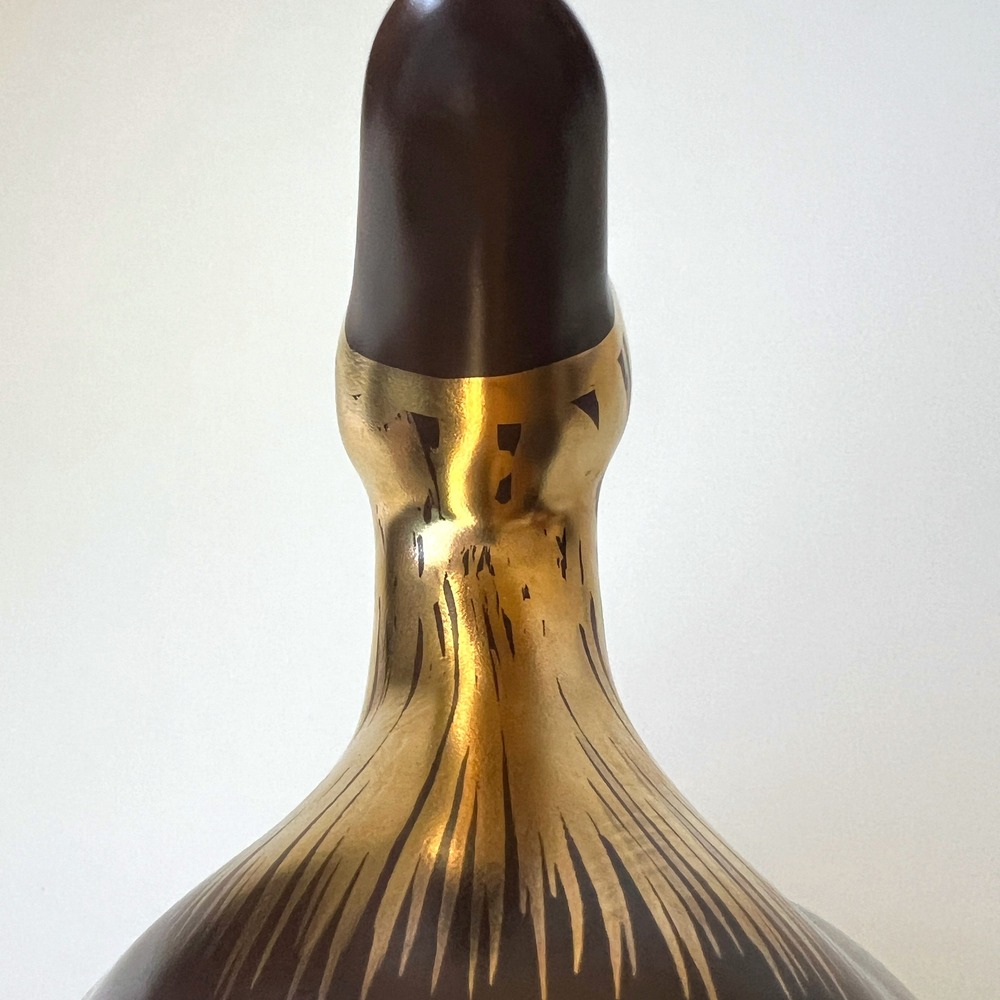 Vintage Brown Gold Ceramic Duck Figurine Mid Century Modern Bird Decor 12" - Picture 8 of 12